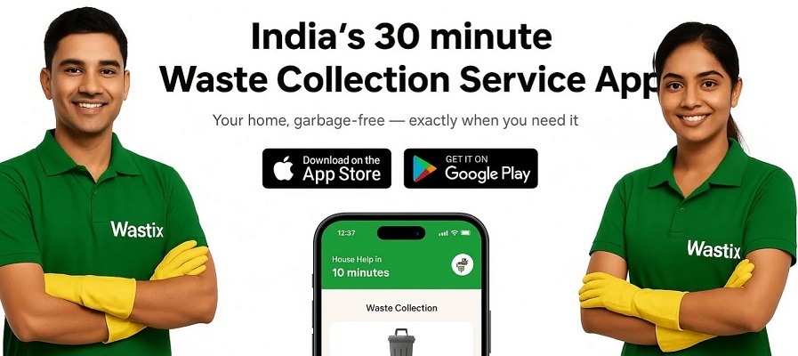 Wastix doorstep waste collection truck serving a residential society in Delhi NCR